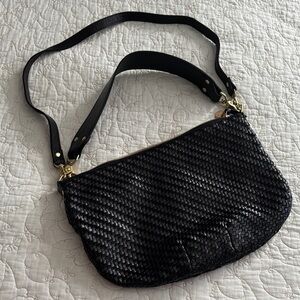 Clare V Moyen Messenger Black Woven Zig-Zag